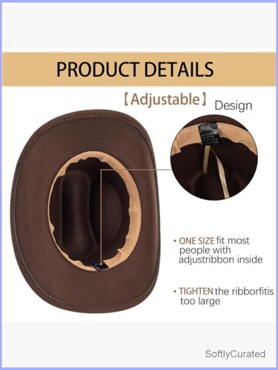 Classic Western Felt Cowboy Hat Wide Brim Belt Buckle Unisex main image 4